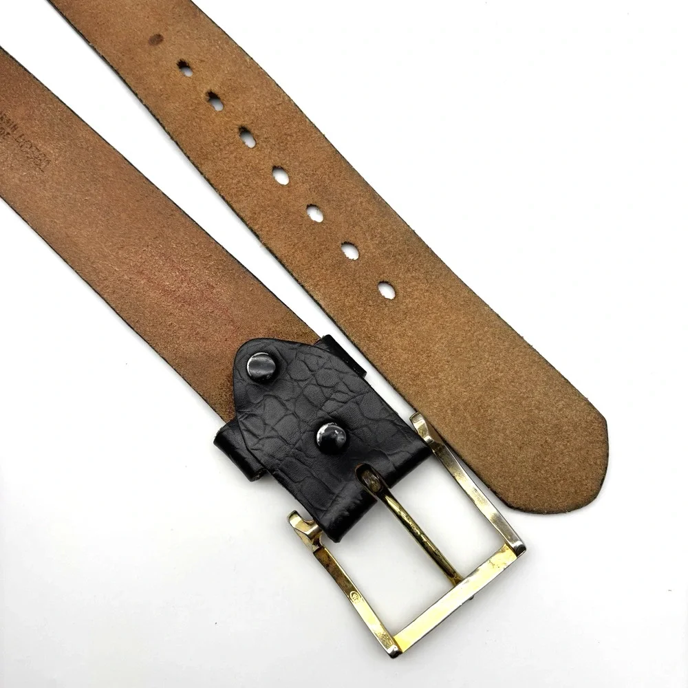 Vintage 70s SEARS 40381 Black Full Grain Steerhide Leather Western Belt 36